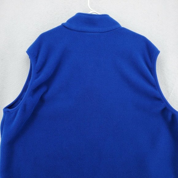 LAND'S END Vest Men's Full Zip Fleece Blue Mock Neck Zipper Pockets Size Reg XXL - Picture 10 of 11